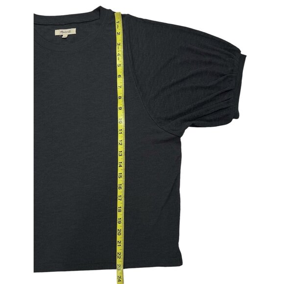 Madewell Women Top Medium Size Gray Eastover Bubble Short Sleeve Stretch NWOT - Picture 8 of 10
